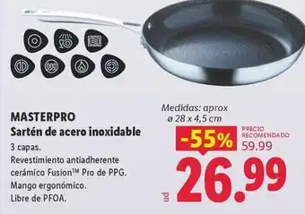 Masterpro - sartén de acero inoxidable