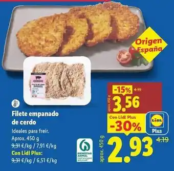 Lidl Filete empanado de cerdo oferta