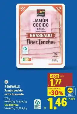 Lidl Realvalle - jamon cocido extra braseado oferta