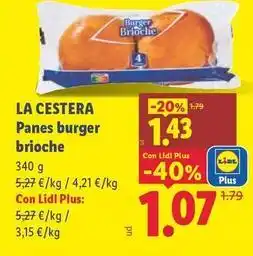Lidl La cestera - panes burger brioche oferta