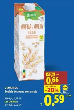 Lidl Vemondo - bebida de avena con calcio oferta