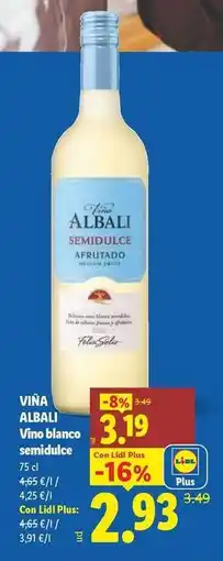 Lidl Viña albali - vino blanco semidulce oferta