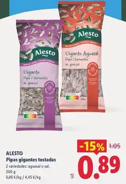 Lidl Alesto - pipas gigantes tostadas oferta