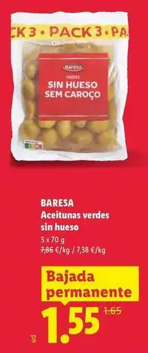 Lidl Baresa - aceitunas verdes sin hueso oferta