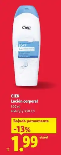Lidl Cien - locion corporal oferta