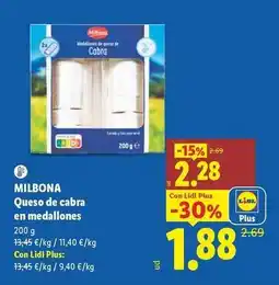 Lidl Milbona - queso de cabra en medallones oferta