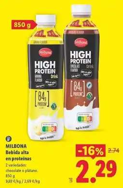 Lidl Milbona - bebida alta en proteinas oferta