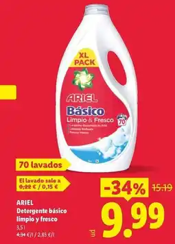 Lidl Ariel - detergente básico limpio y fresco oferta