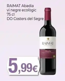 Keisy RAIMAT Abadia vi negre ecològic DO Costers del Segre oferta