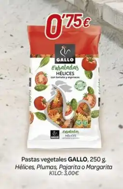 Alsara Supermercados GALLO Pastas vegetales Hélices, Plumas, Pajarita o Margarita oferta