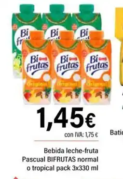 Cash Ifa BIFRUTAS Bebida leche-fruta Pascual normal o tropical oferta