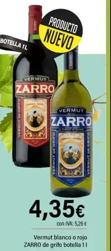 Cash Ifa ZARRO Vermut blanco o rojo de grifo botella oferta