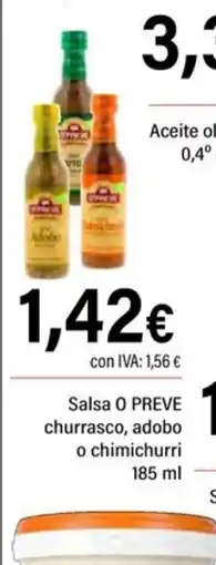 Cash Ifa O PREVE Salsa churrasco, adobo o chimichurri oferta