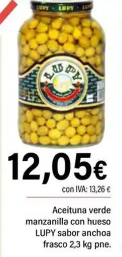 Cash Ifa LUPY Aceituna verde manzanilla con hueso sabor anchoa frasco oferta