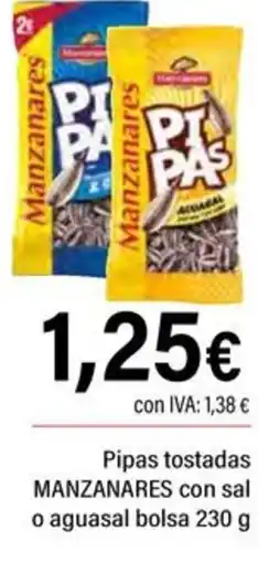 Cash Ifa MANZANARES Pipas tostadas con sal o aguasal bolsa oferta