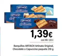 Cash Ifa ARTIACH Barquillos Artinata Original, Chocolate o Capuccino paquete oferta