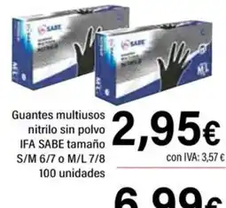Cash Ifa IFA SABE Guantes multiusos nitrilo sin polvo tamaño S/M 6/7 0 M/L 7/8 100 unidades oferta