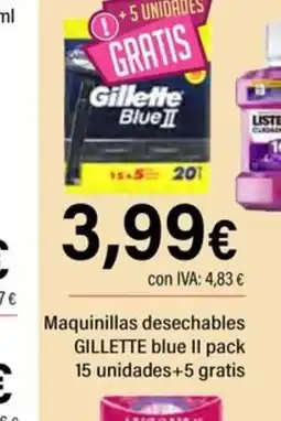 Cash Ifa GILLETTE Maquinillas desechables blue II pack 15 unidades+5 gratis oferta