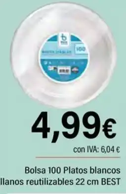 Cash Ifa BEST Bolsa 100 Platos blancos llanos reutilizables oferta