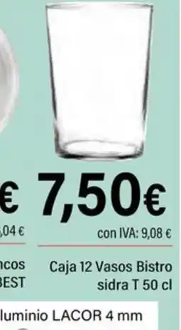Cash Ifa Caja 12 Vasos Bistro sidra T oferta