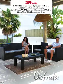 BricoCentro BELICE Set: mesa + sofá 3 plazas + 2 sillones oferta