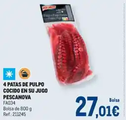 Makro PESCANOVA 4 patas de pulpo cocido en su jugo oferta