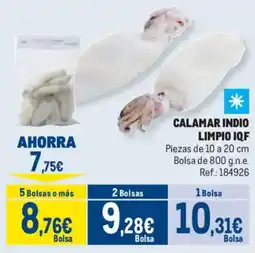 Makro Calamar indio limpio iqf oferta