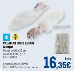 Makro Calamar indio limpio bloque oferta