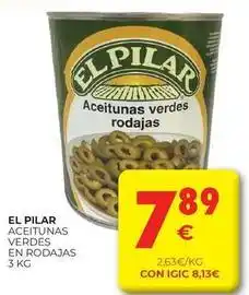 CashDiplo El pilar - aceitunas verdes en rodajas oferta