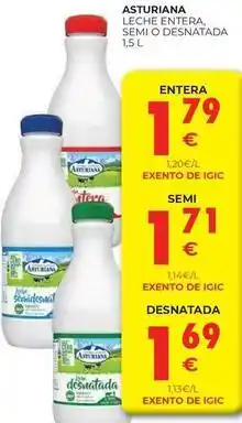 CashDiplo La asturiana - leche entera, semi o desnatada oferta