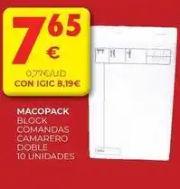 CashDiplo Macopack - block comandas camarero doble oferta