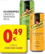 CashDiplo Schweppes - limón o naranja oferta