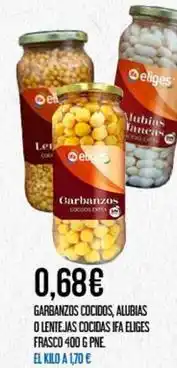 Claudio Eliges - garbanzos cocidos alubias o lentelas cocidas frasco oferta