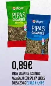 Claudio Eliges - pipas gigantes tostadas aguasal o con sal oferta