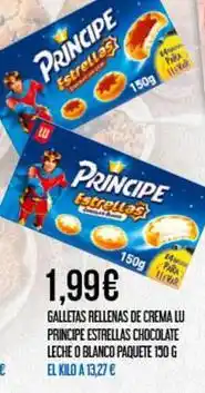 Claudio Príncipe - galletas rellenas de crema lu principe estrellas chocolate leche o blanco oferta