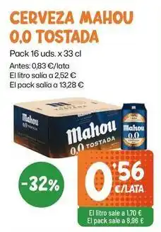 AhorraMas Mahou - cerveza 0.0 tostada oferta