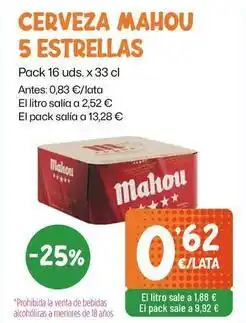 AhorraMas Mahou - cerveza 5 estrellas oferta
