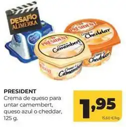 Alimerka Président - crema de queso para untar camembert, queso azul o cheddar oferta