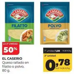 Alimerka El caserío - queso rallado en filatto o polvo oferta
