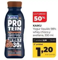 Alimerka Kaiku - yogur liquido 98% whey choco y avellana oferta