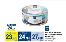 Makro METRO CHEF Filetes de anchoas en aceite de girasol oferta
