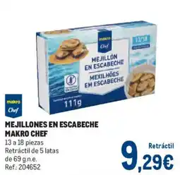 Makro MAKRO CHEF Mejillones en escabeche oferta