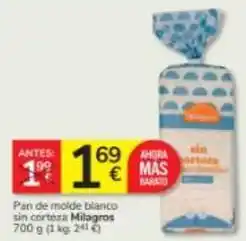Consum Mas - pan de molde blanco sin cortoza oferta