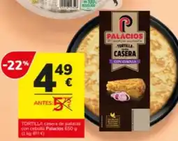 Consum Palacios - tortilla casera de patatas con cebolla oferta