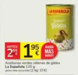 Consum La española - aceitunas verdes rellenas de glidas oferta