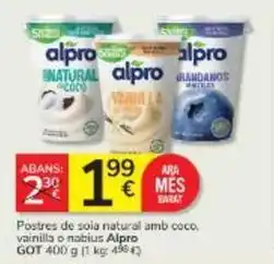 Consum Alpro - postres de soia natural con coco vainilla o nabius oferta