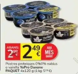 Consum Danone - postres proteiques 0%0% nabius o vainilla yopro oferta