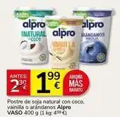 Supermercados Charter Alpro - postre de soja natural con coco vainilla o arandanos oferta