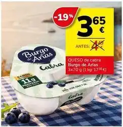 Supermercados Charter Burgo de arias - queso de cabra oferta