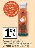 Supermercados Charter Consum - zumo refrigerado de manzana, naranja y zanahoria oferta